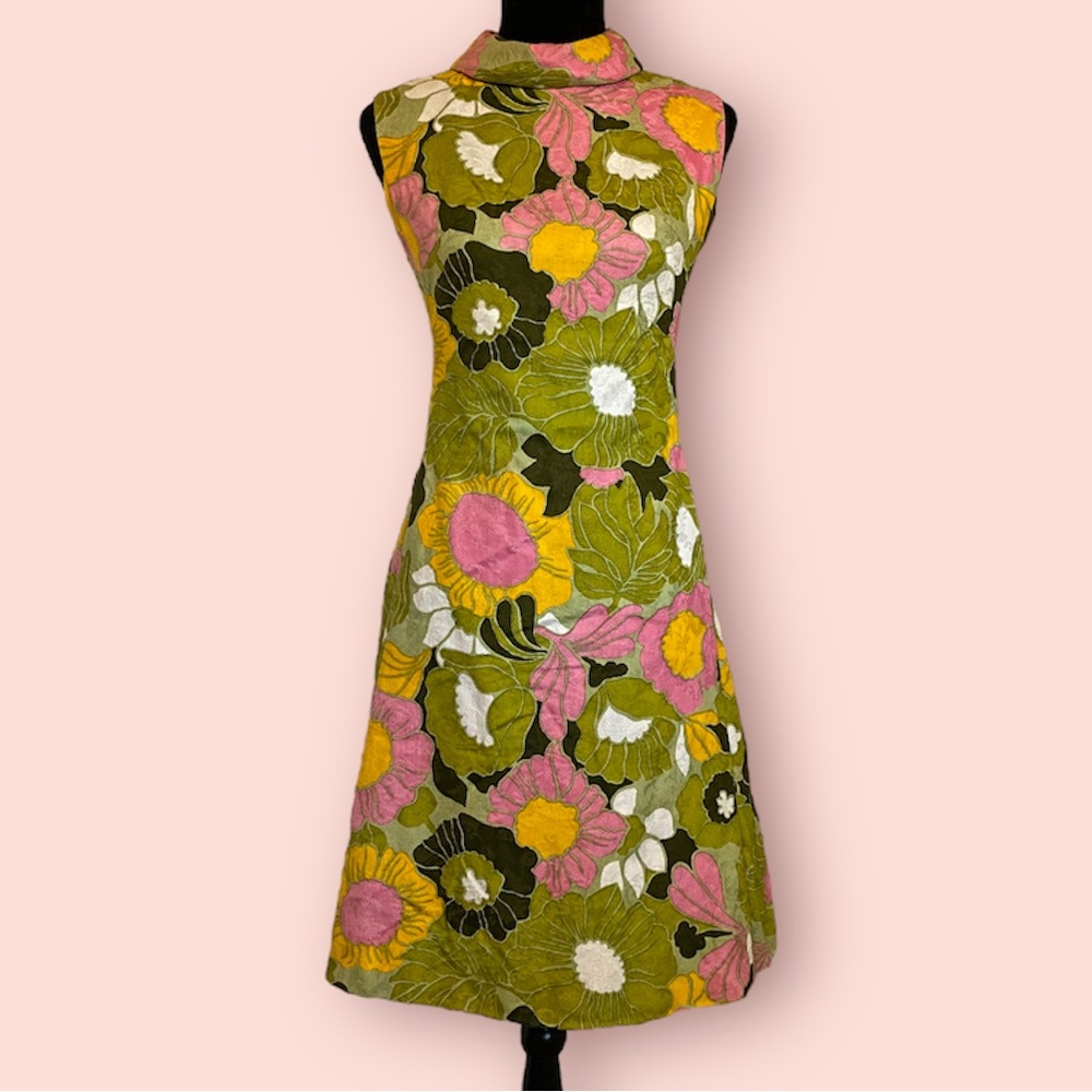 🌸🌼☮️Groovy Vintage 70’s Flower Dress🍄🛼🦩